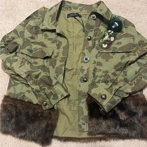 Women’s Camouflage Jacket with Faux Fur Trim